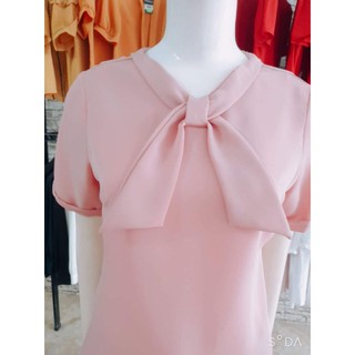 Áo sơ mi công sở amoretti cà vạt màu hồng sh21010203