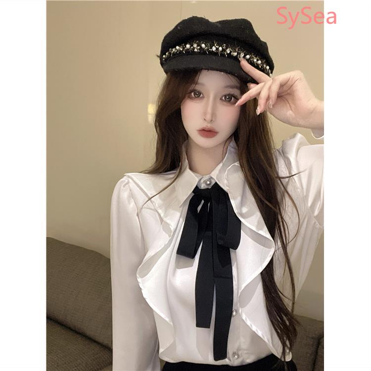 Áo Sơ Mi Thắt Nơ Plus size Phong Cách Pháp Thời Trang Mùa Thu Cho Nữ