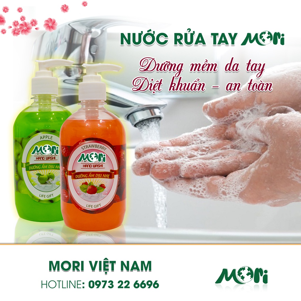 Nước rửa tay Mori Hương dâu - Hương táo - Giúp đôi tay luôn mềm mại và thơm mát