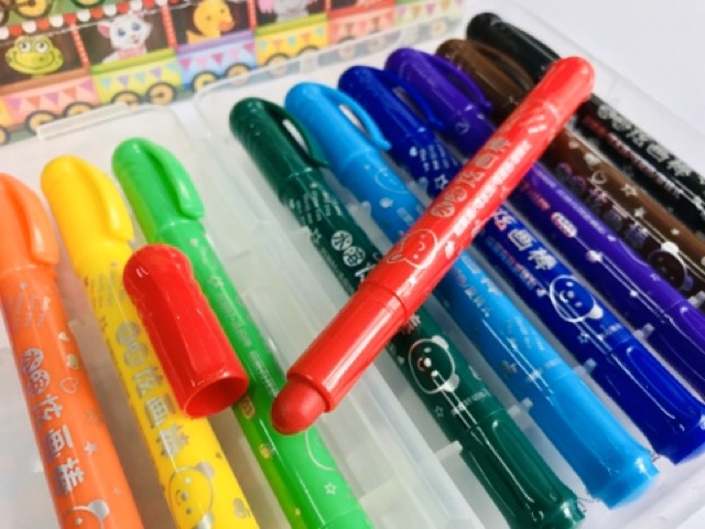 Hộp bút sáp dầu 12 màu đa năng cực dễ thương