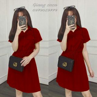 Đầm sơ mi cột dây xinh xắn