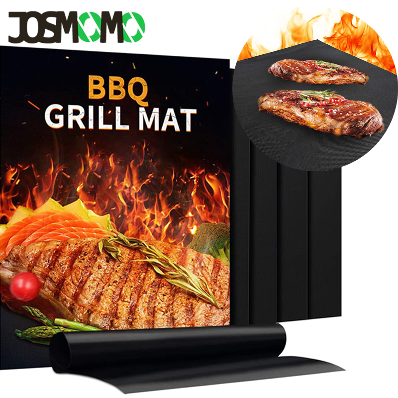 JOSMOMO Nướng nướng Thảm nướng 100% chống dính, bền, có thể tái sử dụng, dễ vệ sinh, dùng được cho bếp nướng điện, bếp nướng than gas, màu đen