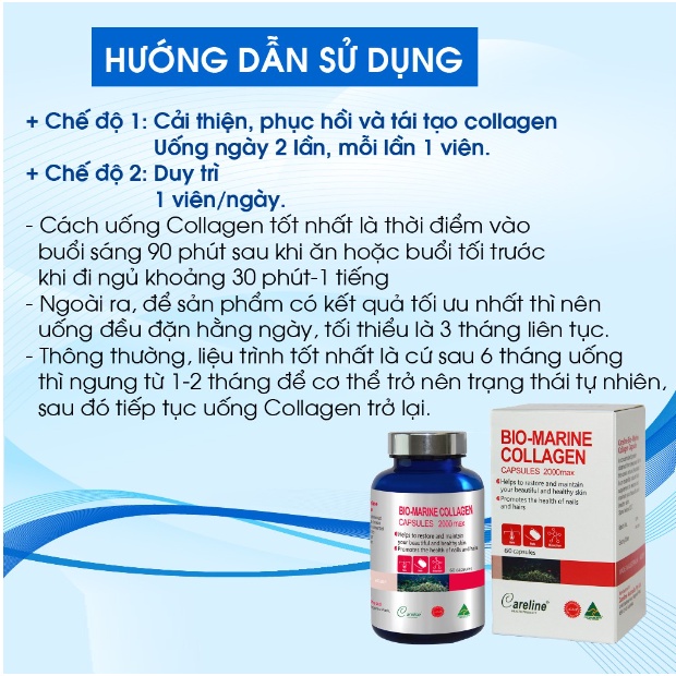 Viên Uống Chống Lão Hoá, Giảm Nếp Nhăn Careline Bio Marine Collagen 2000Mg Max