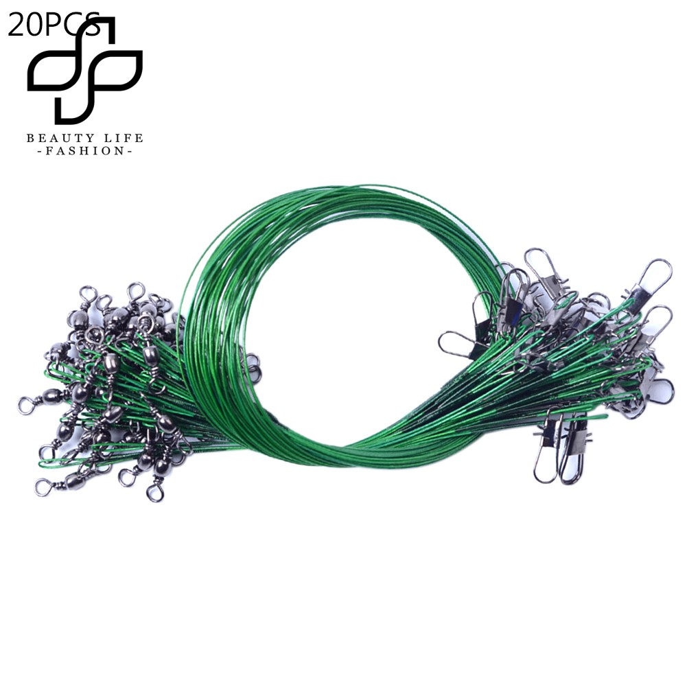 Bộ 20 dây dẫn câu cá bằng thép chống cắn tiện lợi chất lượng cao