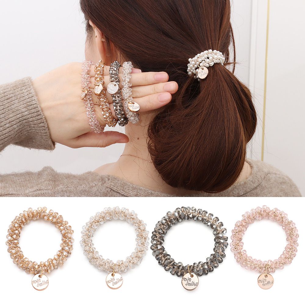 Dây Cột Tóc Co Giãn Đính Hạt Ngọc Trai Nhiều Màu Sắc Cho Nữ