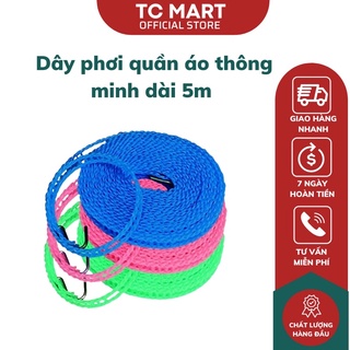 Dây Phơi Quần Áo Thông Minh Không Cần Kẹp 5m