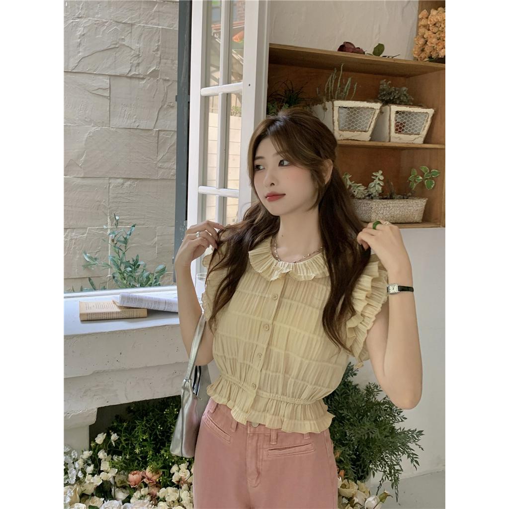 Áo Sơ Mi Ngắn Tay Xếp Ly Mùa Hè 63223