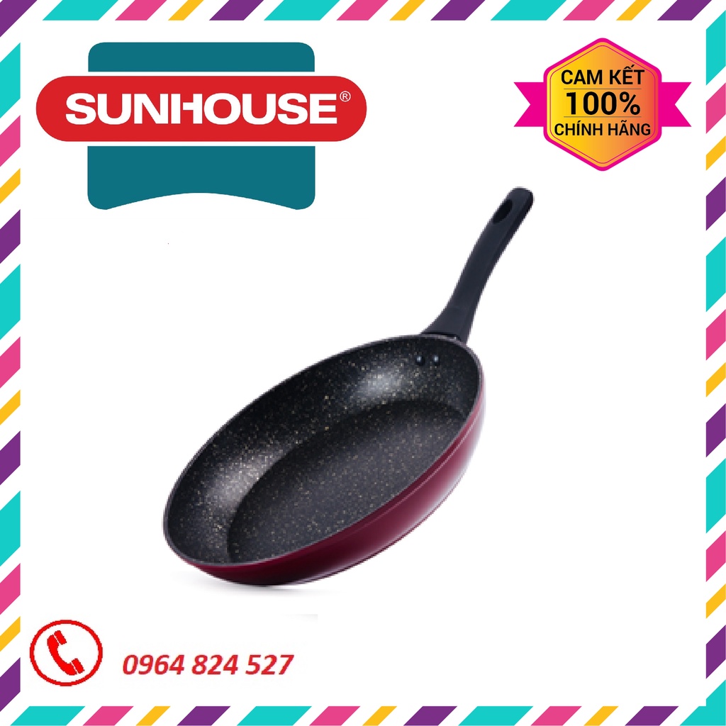 Chảo đá hoa cương đáy từ SUNHOUSE SFP24B- Hợp kim nhôm chống dính- Đường kính 24cm, dùng bếp từ