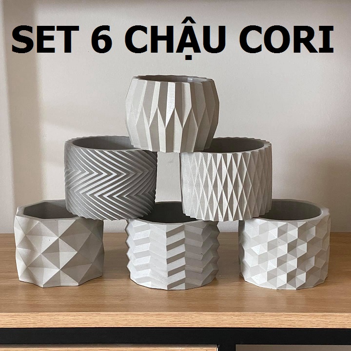 Combo 6 chậu trồng cây cảnh mini 💕CHÍNH HÃNG SeeArt💕 chậu xi măng 11x8cm thích hợp trồng cây bonsai, xương rồng, sen đá