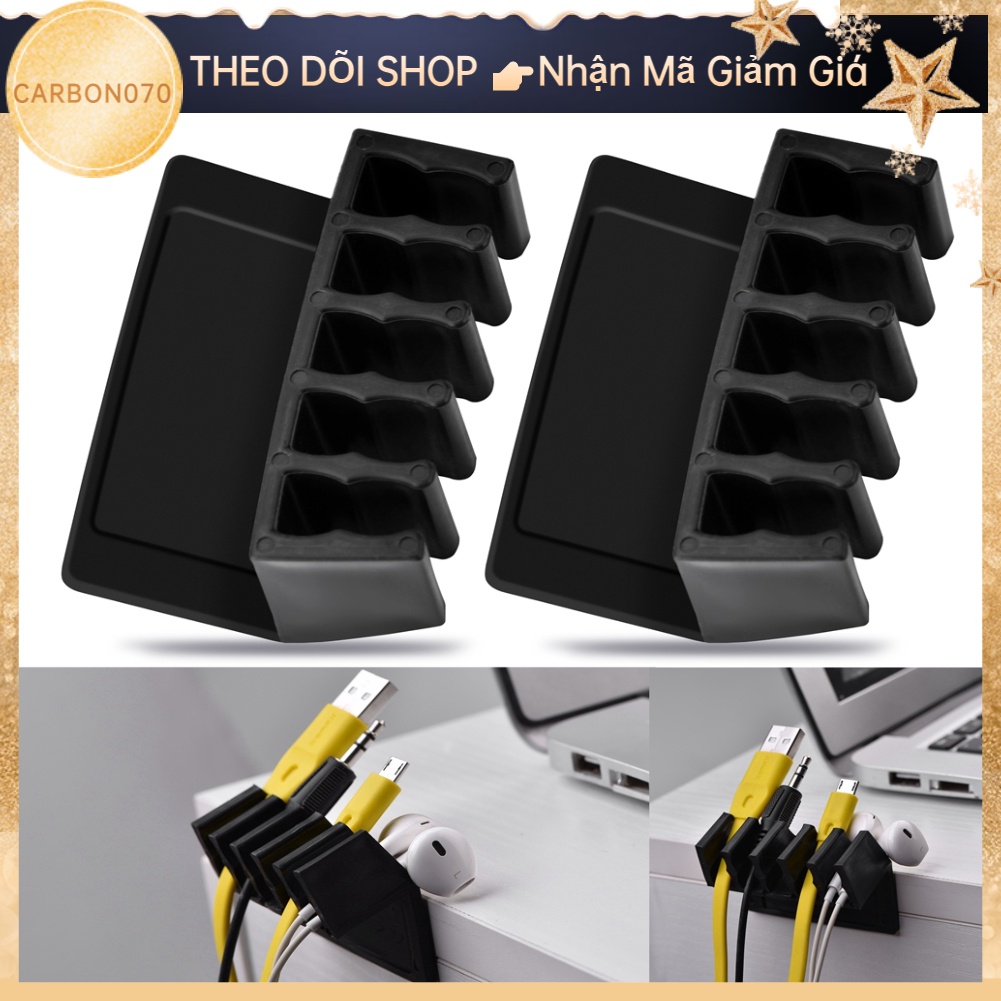 🌟Hàng HOT Kẹp giữ dây cáp bằng nhựa sắp xếp để bàn thích hợp cho dây cáp tai nghe chuột Bộ chia dây cáp văn phòng đa năng để bàn với 5 khe cắm