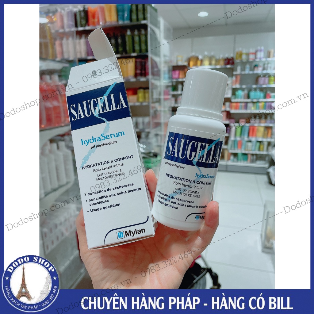 Dung dịch vệ sinh phụ nữ Saugella Hydraserum (xanh đen) cấp nước, dưỡng ẩm dành cho da khô, da kích ứng - dodoshop