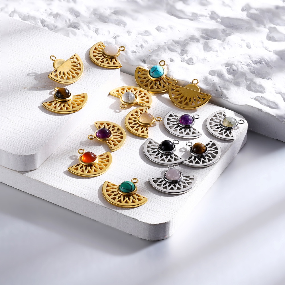 St.kunkka Bộ 5 Mặt Dây Chuyền Hình Quạt Bằng Thép Không Gỉ