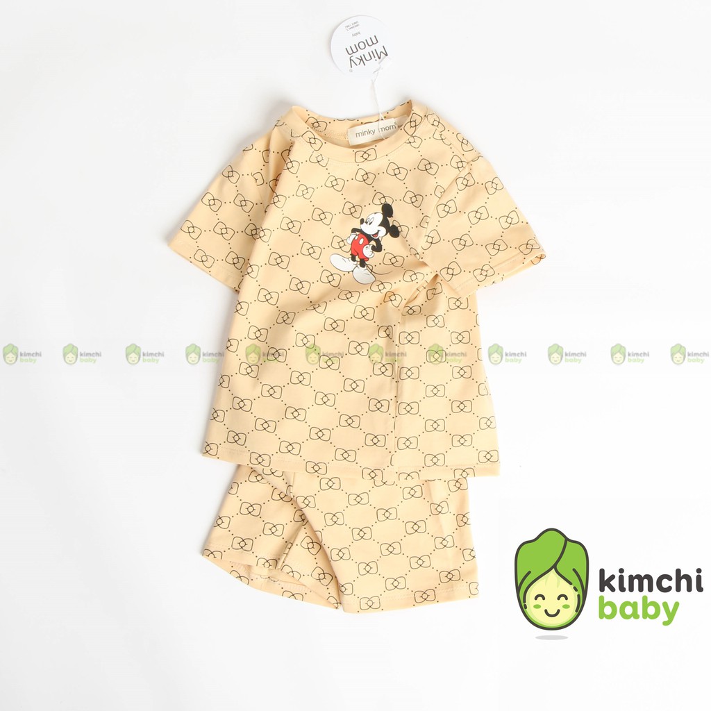 Đồ Bộ Bé Trai, Bé Gái Minky Mom Vải Cotton 100% Họa Tiết Mickey, Bộ Cộc Tay Cho Bé Mặc Nhà Mùa Hè MKM2123