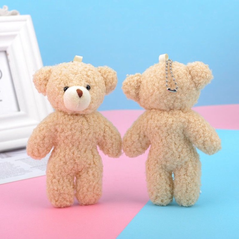 0Móc khoá gấu bông mini dễ thương treo trang trí balo túi cặp xách