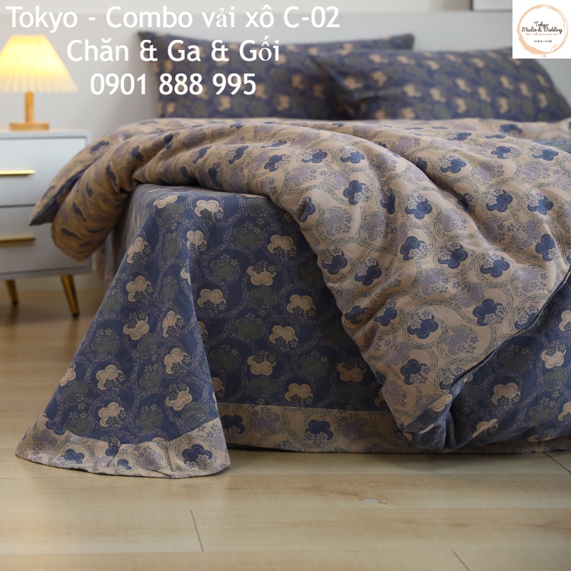 Combo Vỏ Chăn, Ga Gối vải Xô Organic cotton dòng cao cấp