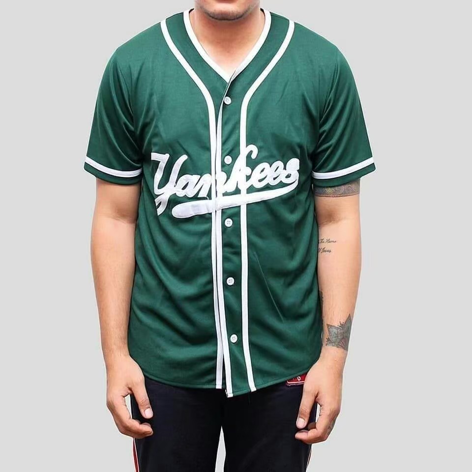 Yankees jersey Áo Sơ Mi jersey Màu Xanh Lá Cây Cao Cấp / Áo Thun Bóng Chày unisex