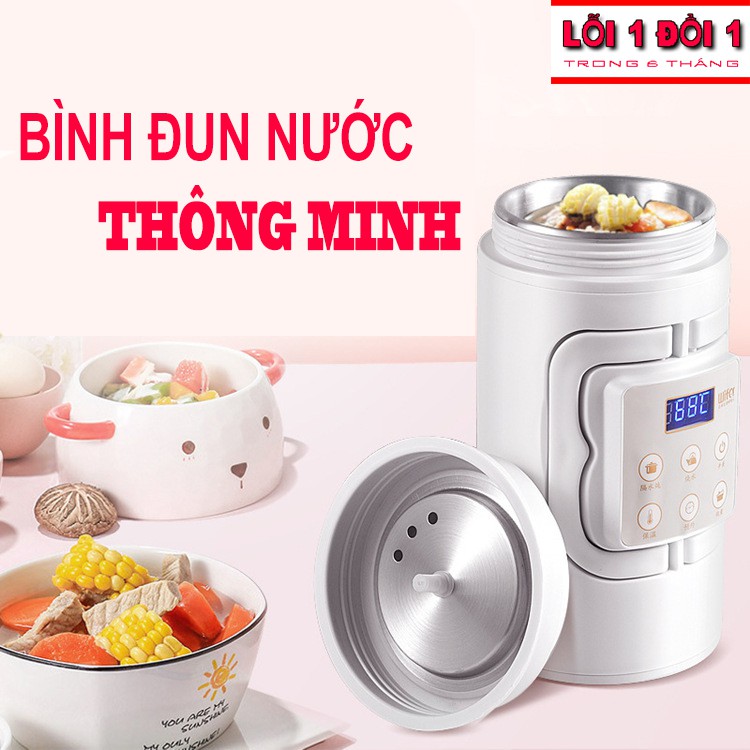 [MẪU MỚI] Bình Siêu Tốc Xách Tay Thông Minh; Ấm Đun Nước Siêu Tốc Du Lịch Đèn LED Hiển Thị, Tự Ngắt Khi Sôi, Có Quai Cầm