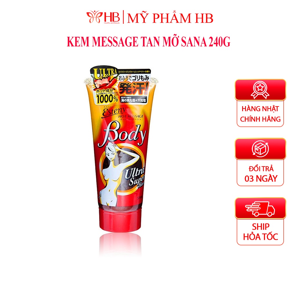 Kem tan mỡ bụng Esteny Hot Body Massage Gel SANA Nhật 240g