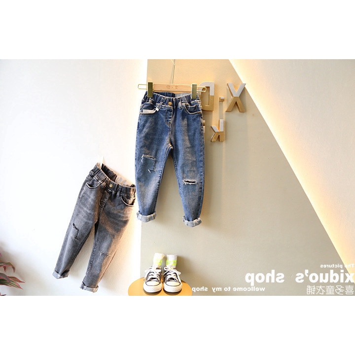 Quần Jeans Dài Thời Trang Cho Bé Trai Gái Từ 3-8 Tuổi