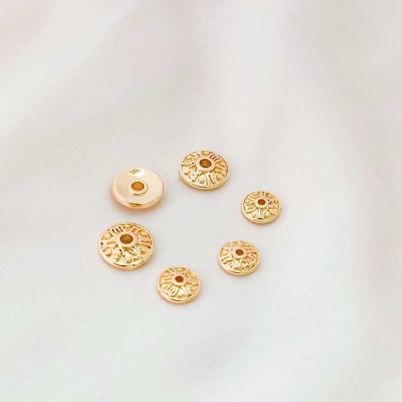 Bộ 10 Phụ Kiện Vòng Tay/Giá Đỡ Bằng Đồng 14K Hình Cánh Hoa Màu Vàng