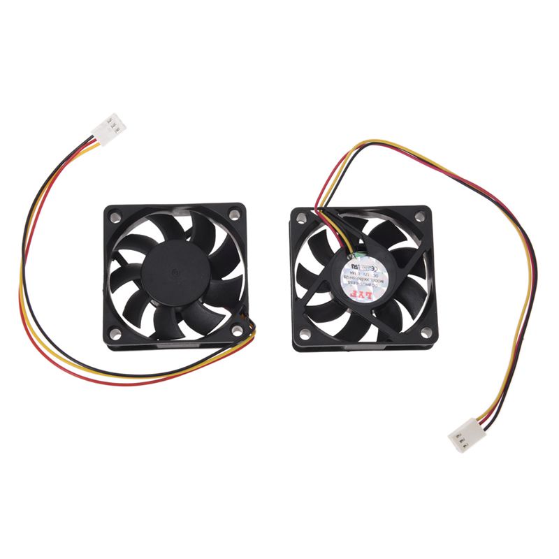 Bộ 2 Quạt Tản Nhiệt cpu 60mm 6cm dc 12v 3Pin Màu Đen Chất Lượng Cao