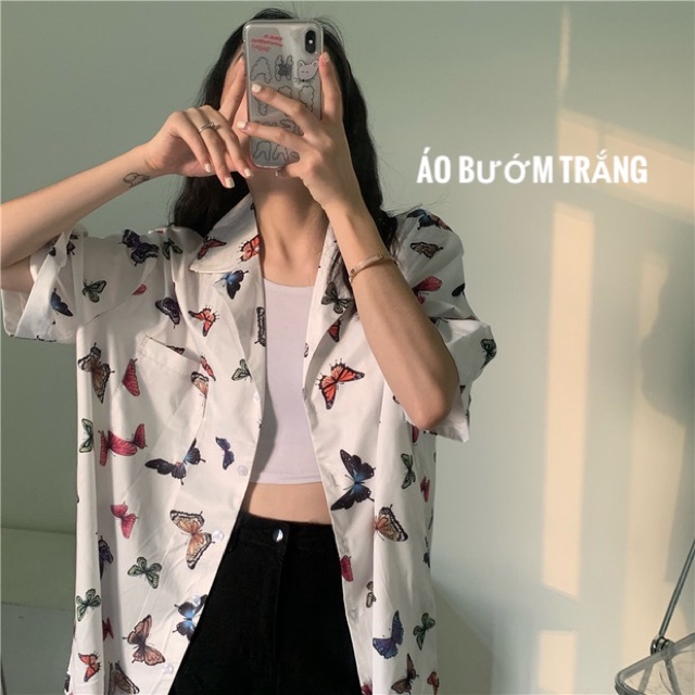 [Áo Sơ Mi] Áo sơ mi unisex ulzzang 3D dưới 75kg - Bươm bướm