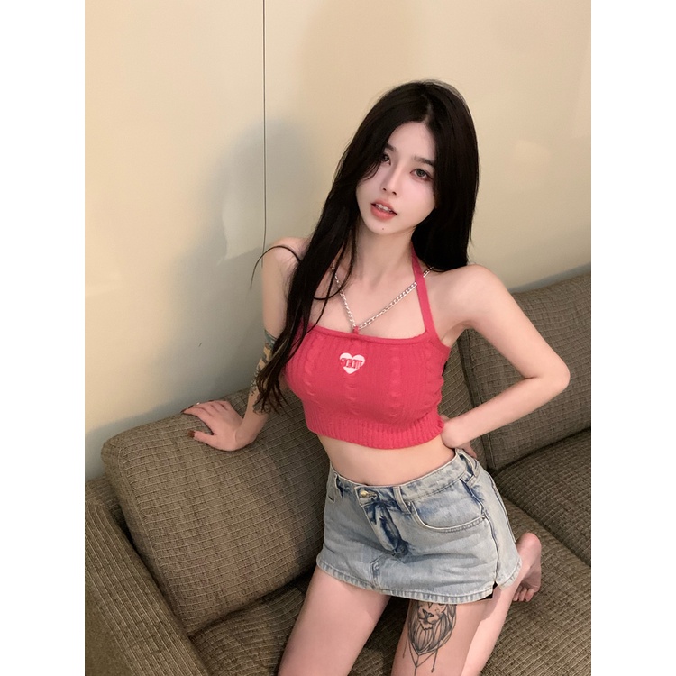 QKOOLE Áo croptop  không tay thiết kế quyến rũ thời trang Hàn Quốc cho nữ