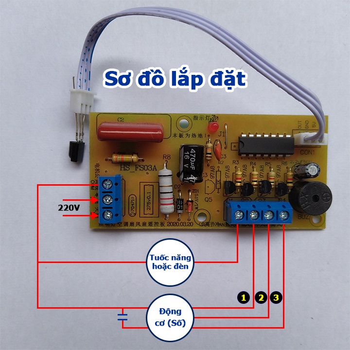 Bộ vỉ mạch quạt điều khiển từ xa remote Tiếng Việt, Tiếng Anh