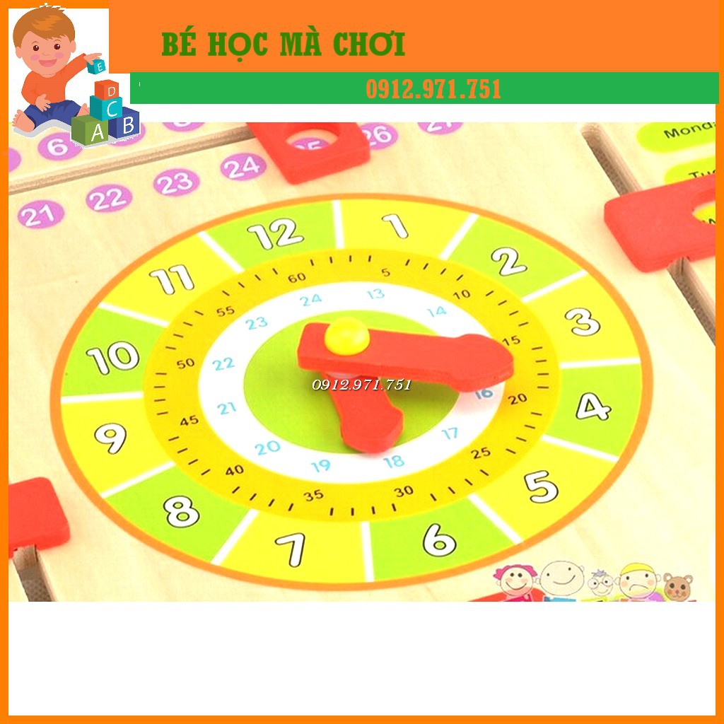 Bảng đồng hồ học Giờ,Ngày-Tháng,Mùa,Buổi,Thời tiết