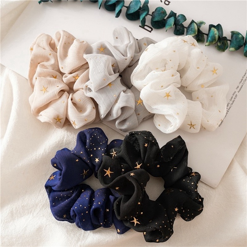 MANYUE Dây buộc tóc vải chiffon thời trang Hàn Quốc cho nữ