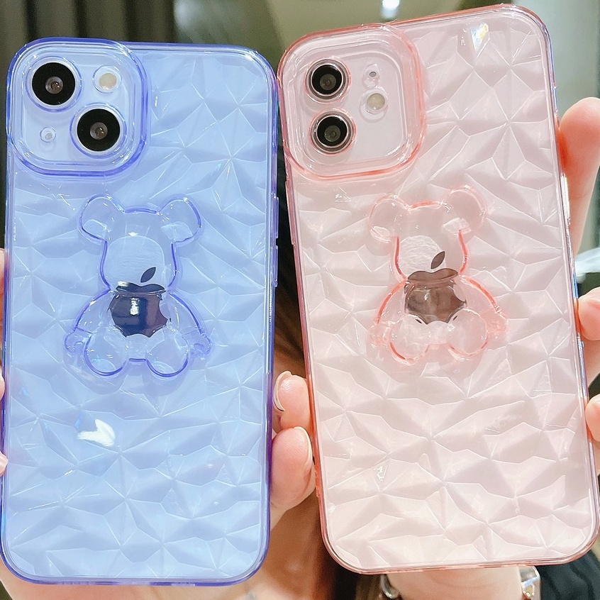 Ốp Điện Thoại Trong Suốt Họa Tiết Vân Kim Cương 3D Cho iPhone13PRO 7P/8P XSMAX 12promax