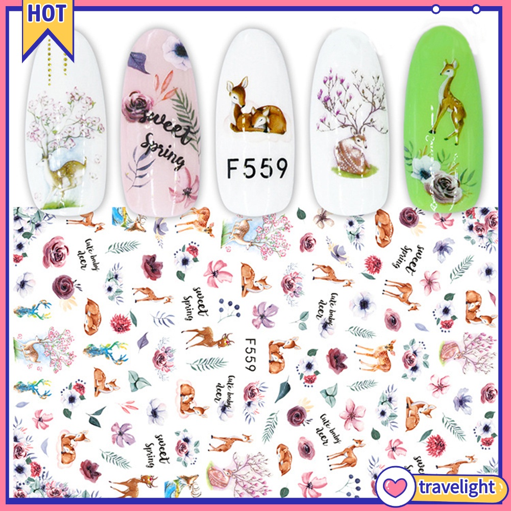 Hình dán trang trí móng tay 3D siêu mỏng hình trái cây, lá, con vật, chữ tiếng Anh