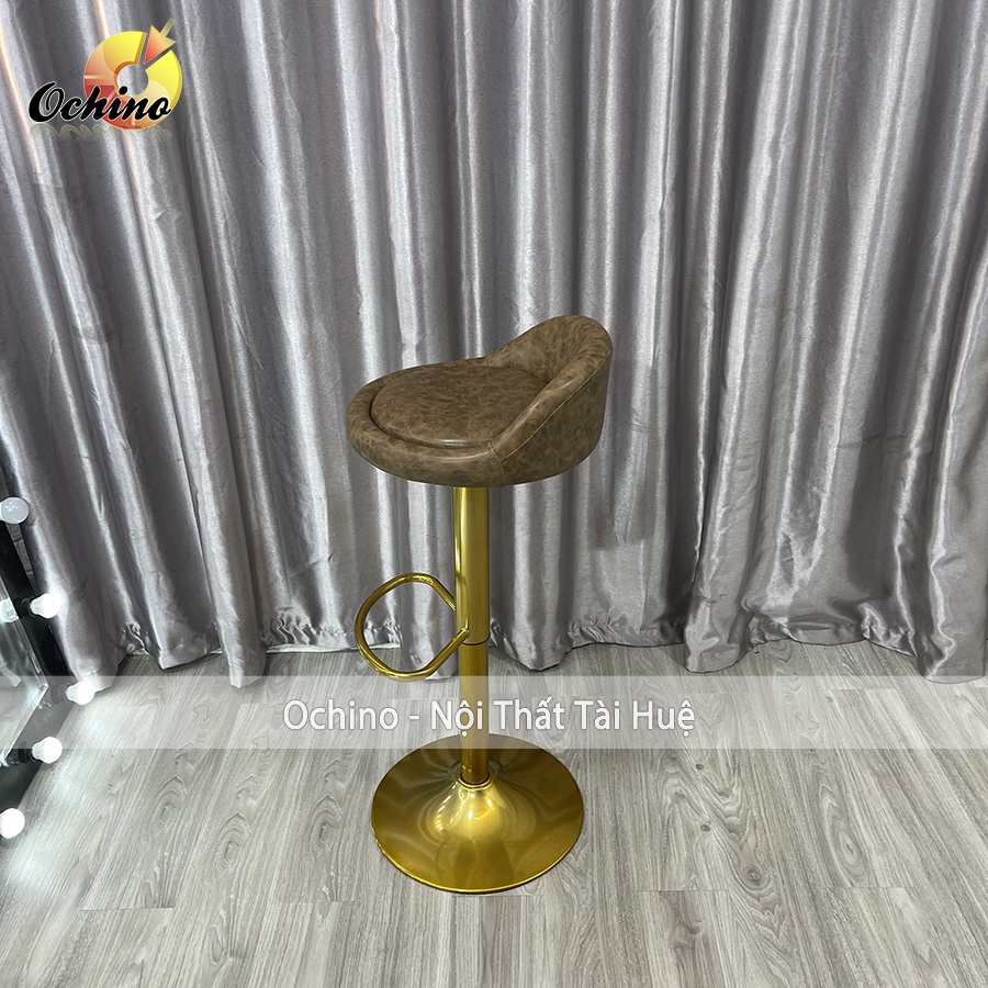 Ghế Bar, Ghế Trang Điểm Mẫu TỰA THẤP Chân Vàng K1 Sang Chảnh Điều Chỉnh Độ Cao 60/80 Và Xoay 360 Độ ( Có Sẵn)