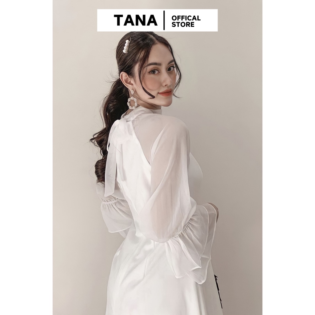 Váy đi tiệc váy tay xòe vải Cotton phối voan 2 màu Đen và Trắng TANA D0025 | BigBuy360 - bigbuy360.vn