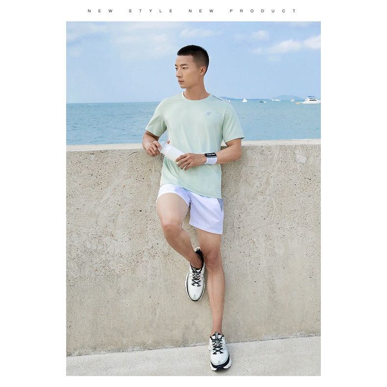 Áo Sweater Dệt Kim Tay Ngắn Cổ Tròn Nhanh Khô Thoải Mái Cho Nam