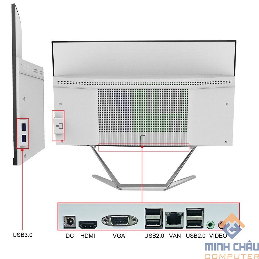 Bộ PC All In One MCC 1182C4 Home Office Computer CPU i3 10100/ Ram8G/ SSD240G/ Wifi/ IPS 24 inch curved
