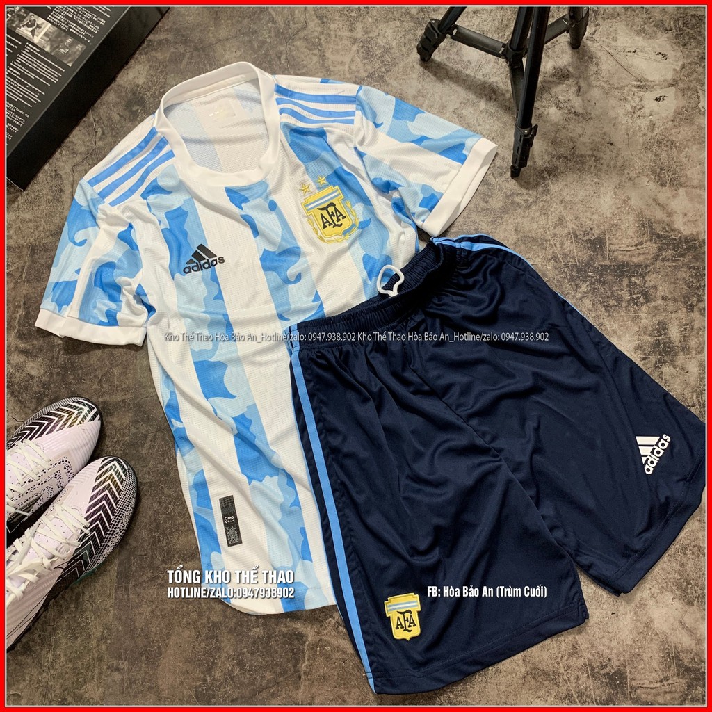 Mẫu Áo Argentina/ FREESHIP/ Bộ quần áo bóng đá Đội Tuyển Argentina 2021 Vải thái cao cấp phom 43-90kg