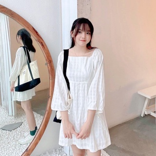 ĐẦM CỔ VUÔNG TAY PHỒNG