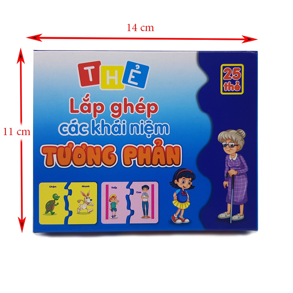 Thẻ Flash Card Lắp Ghép Các Khái Niệm Tương Phản Có Hình Ảnh và Chữ, Flashcard dạy bé tư duy thông minh, học sâu nhớ lâu