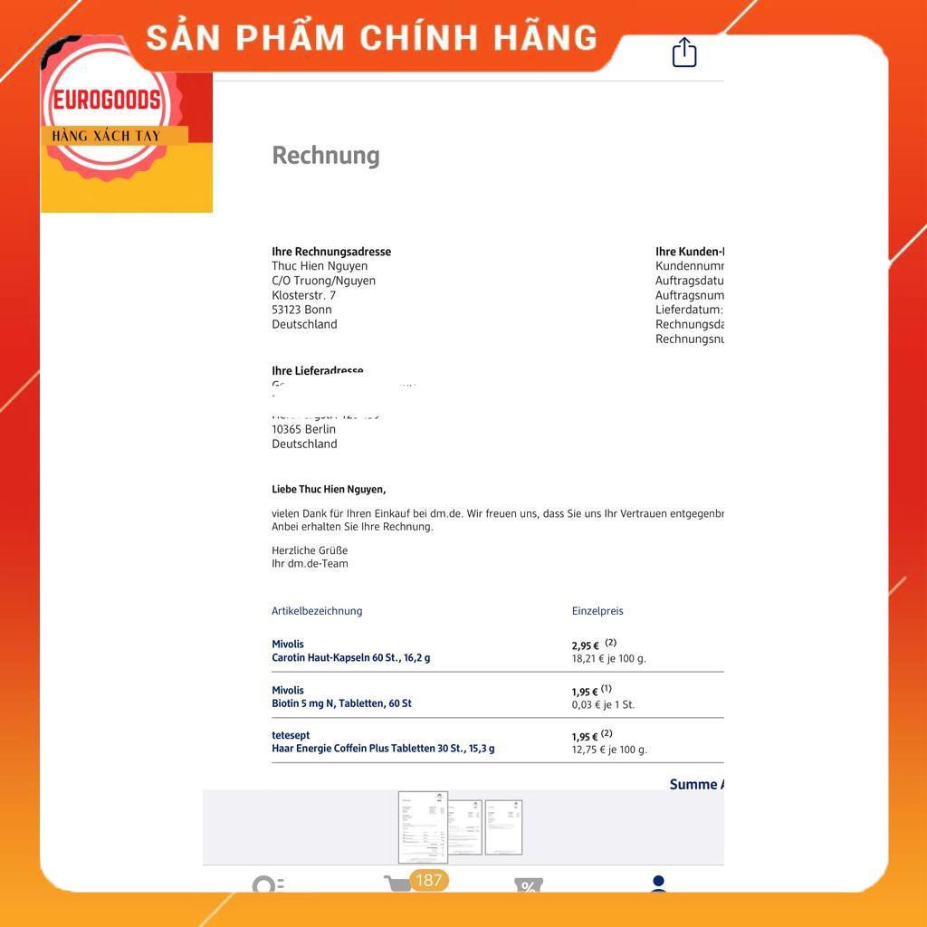 Viên dưỡng mọc tóc Biotin Đức đủ bill | BigBuy360 - bigbuy360.vn