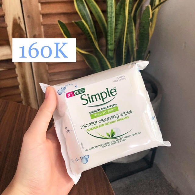 KHĂN ƯỚT TẨY TRANG MICELLAR đình đám của SIMPLE 🌱🌱 (25 tờ) 💚 Những khi mà bản tính “mèo lười” trỗi dậy