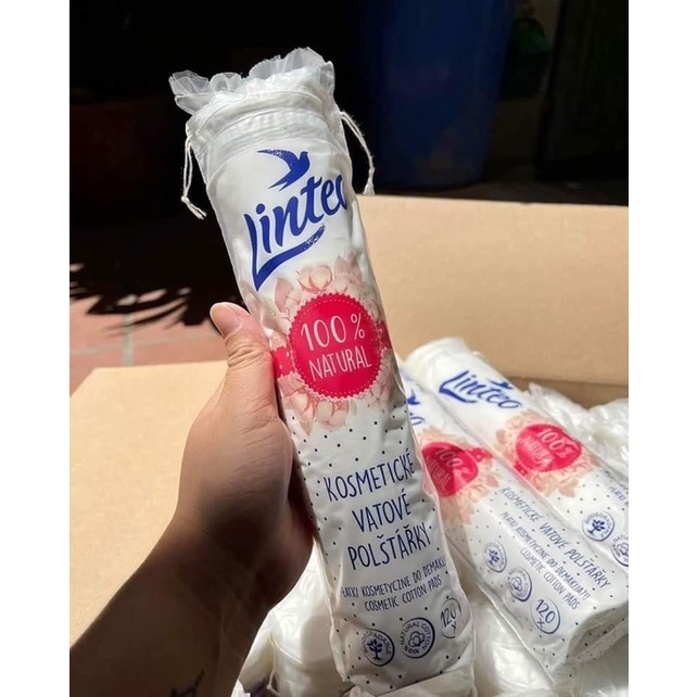 Bông tẩy trang 120 miếng Linteo 100% Cotton mềm mại không xơ bông