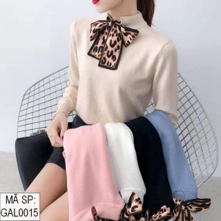 Áo len cổ kèm khăn