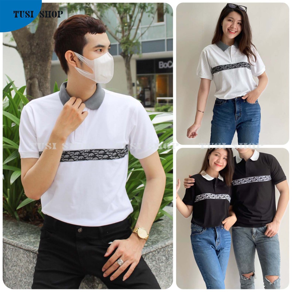 [SIÊU GIẢM GIÁ] Áo thun nam ngắn tay cổ bẻ, áo cổ trụ nam nữ in chữ DI.OR ngang ngưc