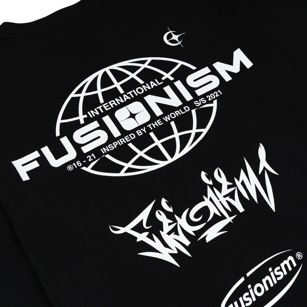 Áo thun in Logo International Fusionism - Màu Trắng Đen - Unisex - Form Oversize