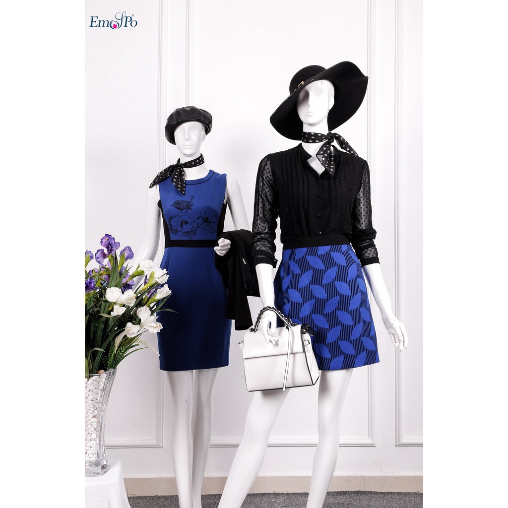 Đầm ôm cổ tròn, sát nách in hoa ngực Emspo DS1972