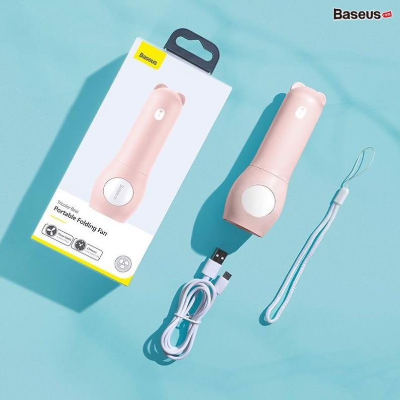 Quạt mini cầm tay hình gấu kiêm sạc dự phòng 2000mah Baseus CXZD -A02 chính hãng