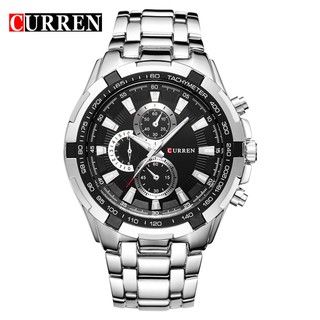Đồng hồ nam Curren 8023 dây trắng mặt đen
