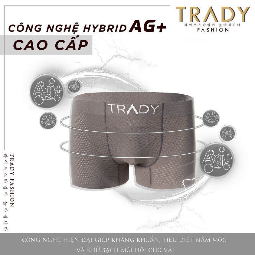 Quần lót Boxer nam TRADY chất liệu Cotton, Bamboo mềm mại, thoáng khí, kháng khuẩn