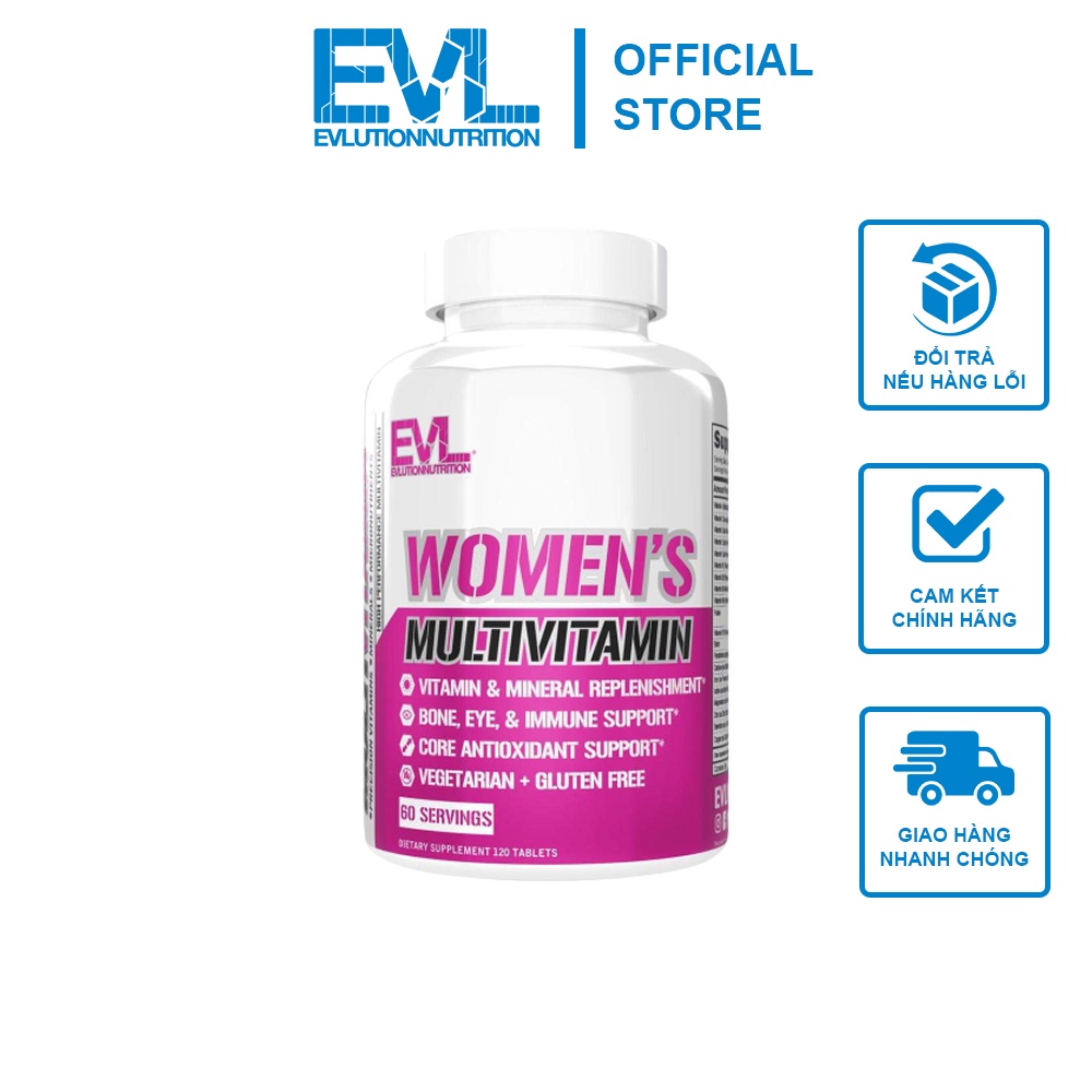 Viên Uống EVL WOMEN'S MULTI VITAMIN 120 VIÊN Cho Nữ Bổ Sung Đầy Đủ Các Vitamin Giúp Tăng Cường Hệ Miễn Dịch Dành